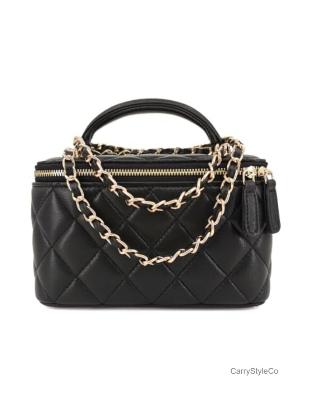 Genuine Lambskin Quilted Mini Vanity Crossbody Bag